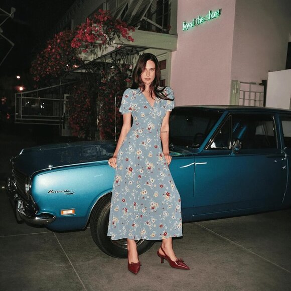 🆕Women Purple Sling Back Kitten Heel Bow Ankle Strap Pointed Toe Heel Sexy Pump - Picture 4 of 6